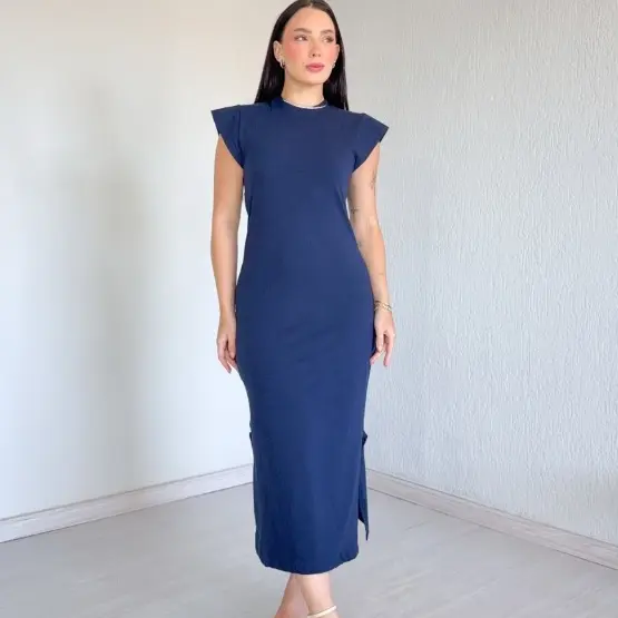 Vestido Midi Feminino Vestido Manga Curta Soltinho Muscle Tee 100% Algodão Premium
