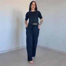 Conjunto Casual 100% Algodão Premium Com Manga e  Bolso