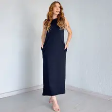 Vestido Longo Cavado C/Bolso 100% Algodão Premium
