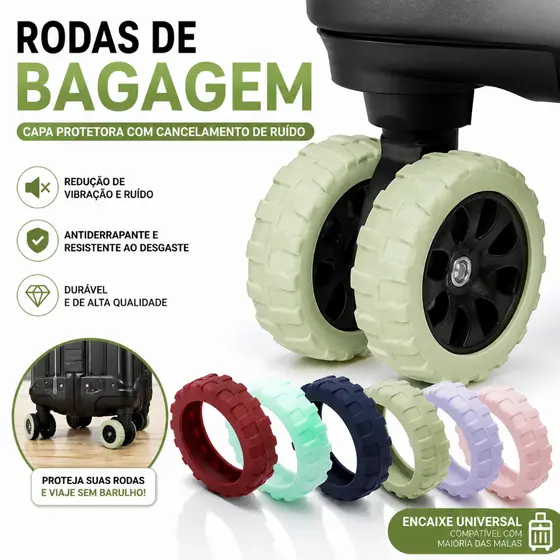 Capa Protetora Silicone para Rodas de Mala Viagem Anti-Ruído Anti-Desgaste