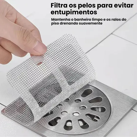 Kit Filtro de Ralo Descartavel Tela Protetora Anti Odor e Insetos 10x10cm