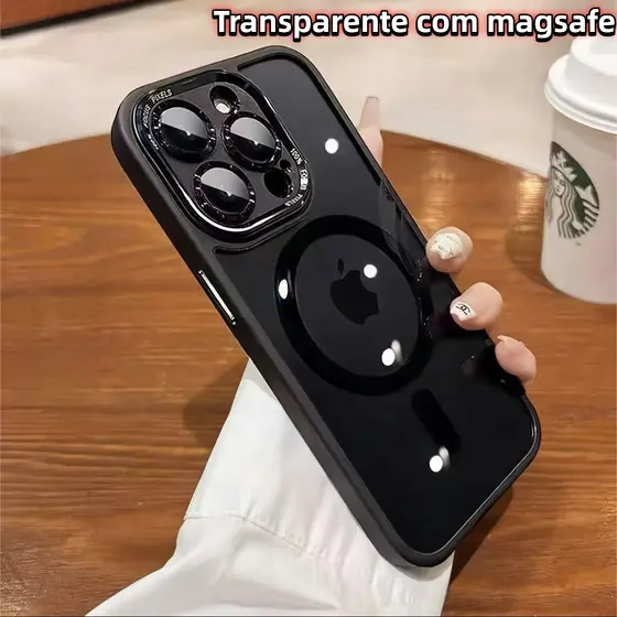 Capa Magnética Fosca em Acrílico para Smartphone – Compatível com Carregamento Sem Fio, Proteção Anti-Impacto
