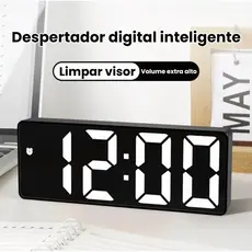 Relógio Digital LED Despertador Mesa USB Temperatura Controle de Brilho 12/24h