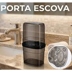 PORTA ESCOVA DENTAL DE PIA DE PLASTICO C/TP. BRANCO 20,2X11,5X8,9CM 122.012.002 NITRONPLAST