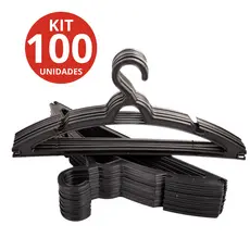 Cabide Adulto Preto Kit 100 unidades Resistente Envio Imediato.
