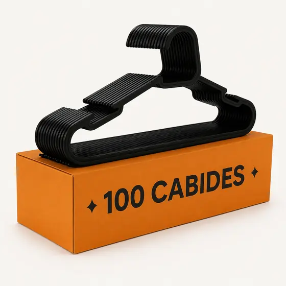 Kit 100 Cabides Adulto Preto Reforçado Resistente Alta Durabilidade Organização de Roupas