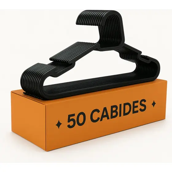 Cabide Adulto Preto Reforçado Resistente Kit 50 Unidades Para Roupas Guarda-Roupa Organização