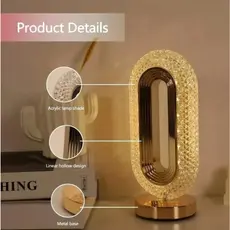 Luminária de Mesa Lâmpada Touch Quarto Luxuosa Cristal Acrílico 3 Tons de Led