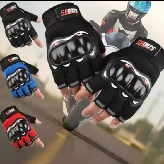 Luvas de Segurança Meio Dedo Para Motociclistas e Ciclistas Anti-impacto