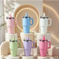 Copo Garrafa Térmico Portátil 420ml/600ml Com Canudo Chupeta Alça e Tampa Para Escola Trabalho