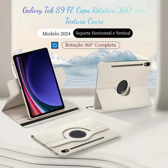 Capa Para Samsung Tab S9FE/S10FE Giratória 360° Couro Sintético - Sem Porta-caneta