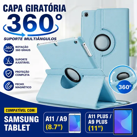 Capa Giratória 360° para Samsung Tablet  A11/A9 Plus 11 polegadas Antichoque e Suporte Ajustável