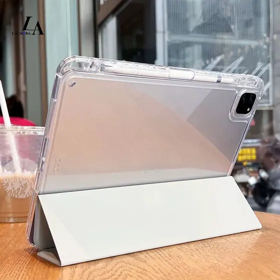 Capa compatível com iPad A16/10ª/7/8/9 Couro + TPU Transparente, Toque Suave, com Porta Caneta, Não Danifica