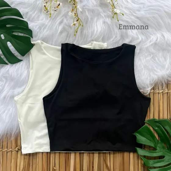 Kit 2 Cropped  Suplex Regata Blusa Curta Lisa Dia a Dia
