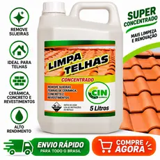 Limpa Telhas Concentrado 5L – Removedor de Sujeira, Limo e Encardido para Telhas, Cerâmica e Concreto
