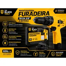 Parafusadeira e Furadeira a Bateria The Black Tools TB12A 12V 3/8" (10mm) com Bateria de Lítio LED e Velocidade Variável