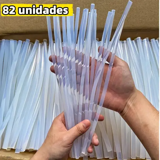 Bastão de Cola Quente 1kg 82 Unidades Fino Refil Transparente 30cm x 7mm para Pistola de Cola Quente