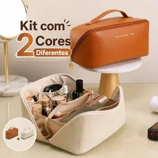 Kit 2 Bolsa Necessaire Feminino Cosmético De Couro PU De Grande Capacidade Em Alto Qualidade