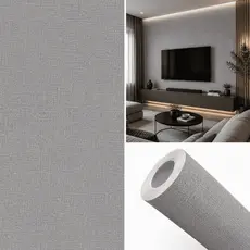 Papel De Parede Adesivo Autocolante Linho Cinza Texturizado Premium Para Ambientes