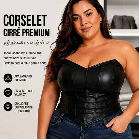 Cropped Corselet Plus Size Cirrê Premium Bojo Integrado Moda Feminina Tendência
