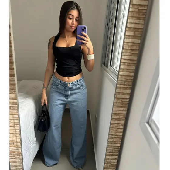 Calça Wide Leg Femina Marmorizada Modelo Gringa Pantalona