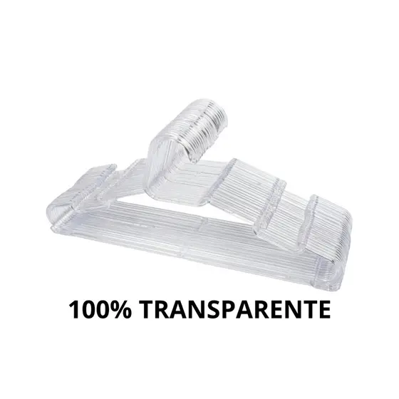Kit 10 cabide CRISTAL transparente para roupas acrílico adulto reforçado resistente