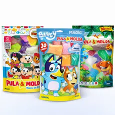 Massa de EVA  Pula e Molda Magic  30 Cores 300g | Bluey Unicornio Dinos Turma da Monica Patrulha