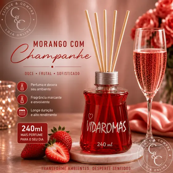 Aromatizador de ambiente com varetas 240 ml Vidaromas