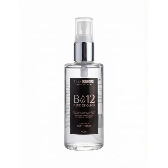ÓLEO REPARADOR CAPILAR BLEND B12 COM 12 ÓLEOS - COM PROTEÇÃO TÉRMICA E SOLAR - FINA MARIA