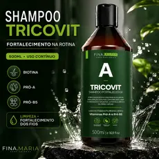 Shampoo Tricovit Fina Maria Professional 500ml Fortalecedor Crescimento Capilar Biotina Pró-A Pró-B5