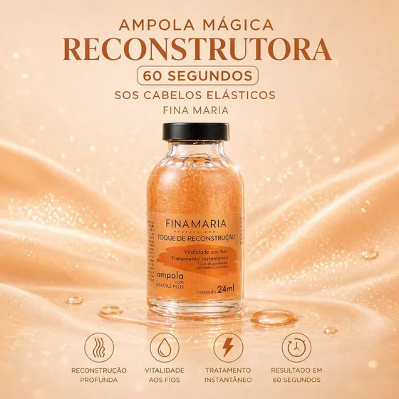 AMPOLA RECONSTRUTORA MÁGICA 60 SEGUNDOS | SOS CABELOS ELÁSTICOS | FINA MARIA
