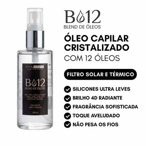 ÓLEO CAPILAR COM 12 ÓLEOS + FILTRO SOLAR E TÉRMICO | FINA MARIA