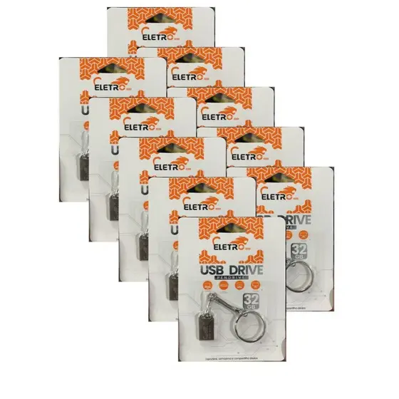 Kit Mini Pendrive Eletro Original – Chaveiro Metálico USB 2.0 (8GB a 32GB)