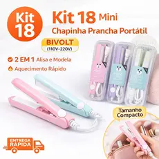 Kit 5/10/15/18 Mini Chapinha Prancha De Cabelo Portátil Com Case Transporte Bivolt Estojo Entrega rápida