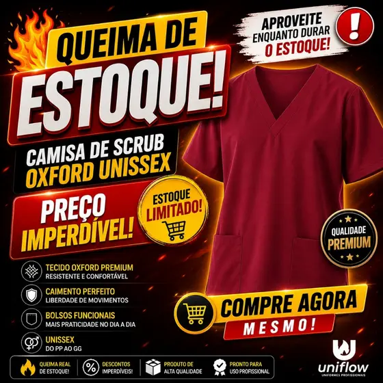 Camisa de Scrub Pijama Cirúrgico UNISSEX OXFORD