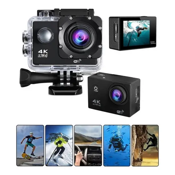 Câmera Sport Filmadora 4k Ultra Hd Wi-fi Capacete Pro Go Action A Prova D'Água