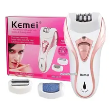 Depilador Feminino Barbeador Lixador Remove Pele Morta 3 Em1 KM-3010