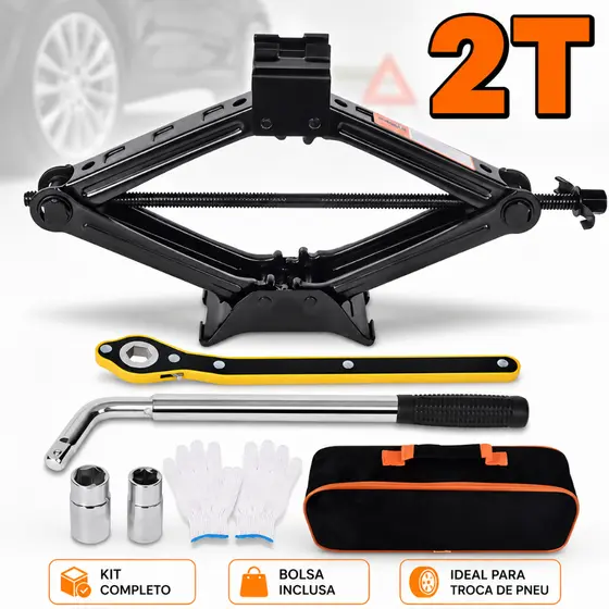 2t/1.5t Kit Macaco Sanfona Universal - Completo com Chave e Ferramenta para Carro c/ Pronta Entrega