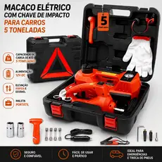 Kit De Macaco Elétrico Para Carro 5t 12v Caixa de Ferramentas Portátil com Luz LED de Emergência de Chave De Impacto