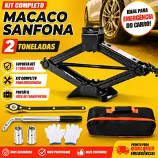 Macaco Sanfona Universal 2/1.5T Kit Completo  - Reduz Esforço na Troca de Pneu