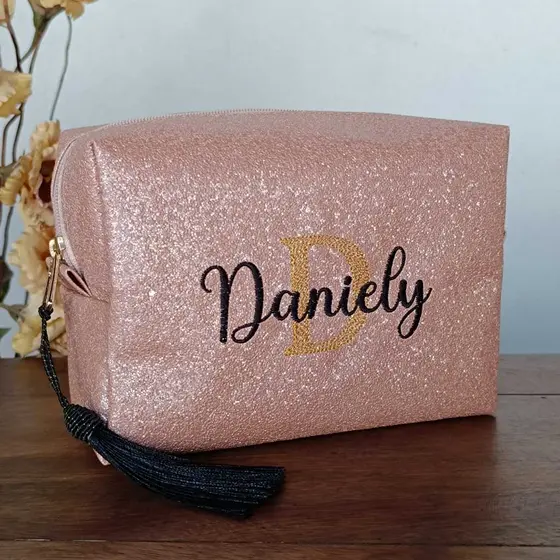 Necessaire Personalizada Shine glitter pingente tassel