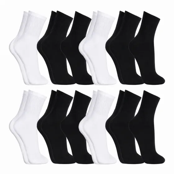 Kit até 24 Pares de Meias Masculinas Cano Alto Longo Branca e Preta