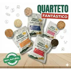 Kit Mini Petisco Natural Cães e Gatos 80g total = Sabores Pernil+Carne+Fígado+Mandioca 100% Natural
