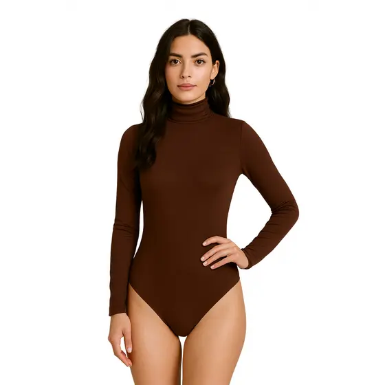 Body Feminino Inverno Manga Longa Suplex Collant Gola Alta Cacharrel Frio