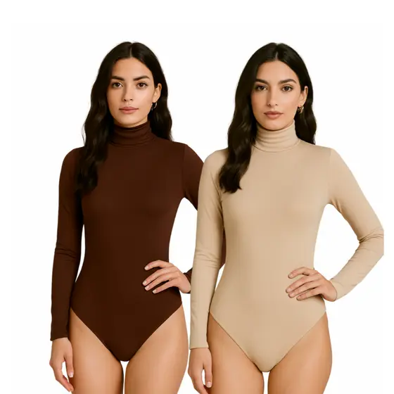 Body Feminino Frio Manga Longa Inverno Suplex Collant Gola Alta Cacharrel Frio