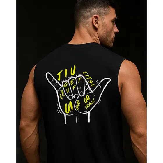 Regata oversized machão masculina  100% algodão camiseta jiu-jitsu get up take your