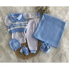 Saída de Maternidade Completa 7 Peças Tricô Premium Bebê