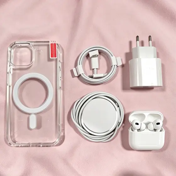 kit 5 Em 1 Para iPhone/Carregador De Indução/Cabo De Dados De Carregamento/Capa Protetora De Telefone/Fones De Ouvido Se
