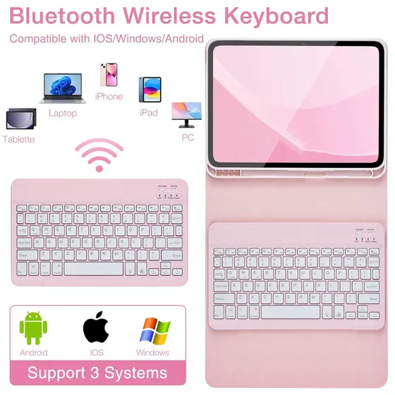 Capa Para Tablet iPad 7/8/9/Air3/- Pro [10.2/10.5] & Samsung S7/S8/S9/S9PE/210PE [10.9/11 Polegadas] Teclado Bluetooth