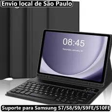 Novo Capa de Suporte Samsung Tab S7/S8/S9/S9FE/S10FE + Teclado ABNT2 Bluetooth Magnético Removível Recarregável